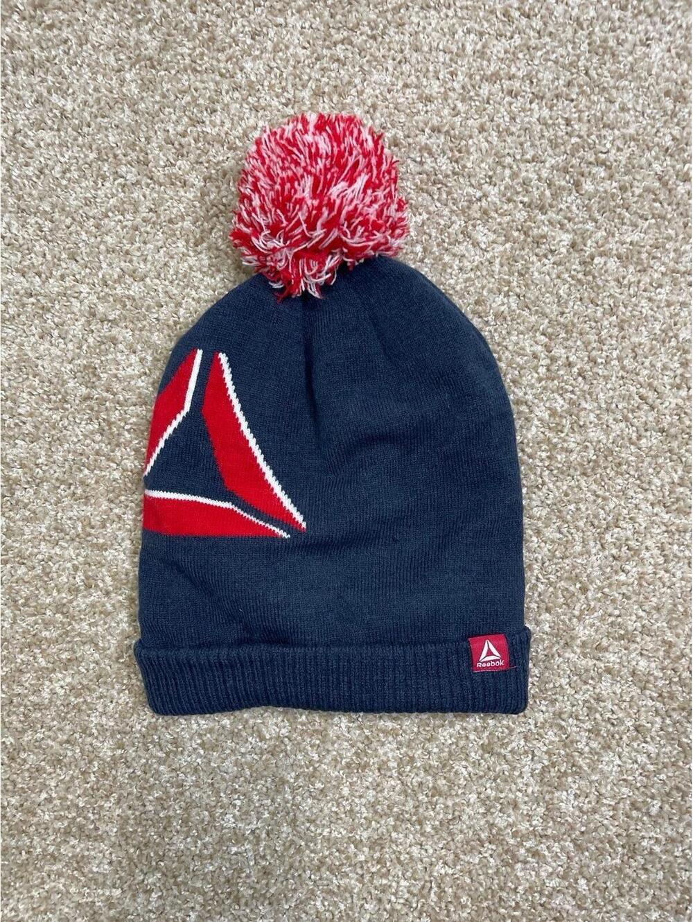 Unisex Adult Reebok Navy Combo‎ Logo Intarsia Pom-Pom Beanie Cozy Soft